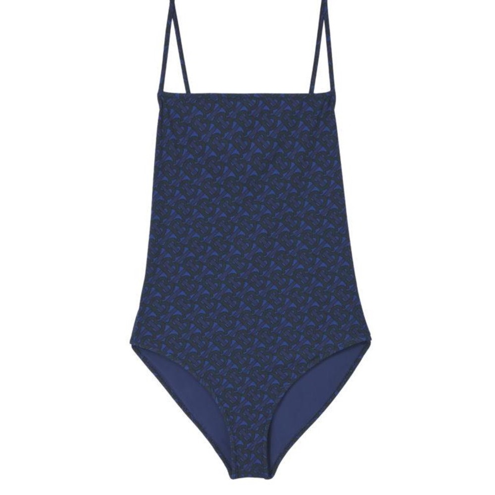 💯- New Authentic Burberry TB Logo Print One-Piece Swimsuit - Royal Blue